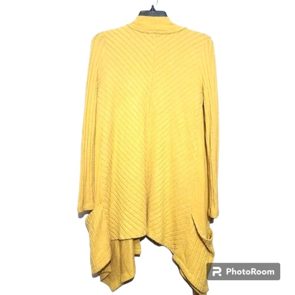 Anthropologie Saturday Sunday Ribbed Open Front Yellow Cardigan Size XS - Picture 2 of 6